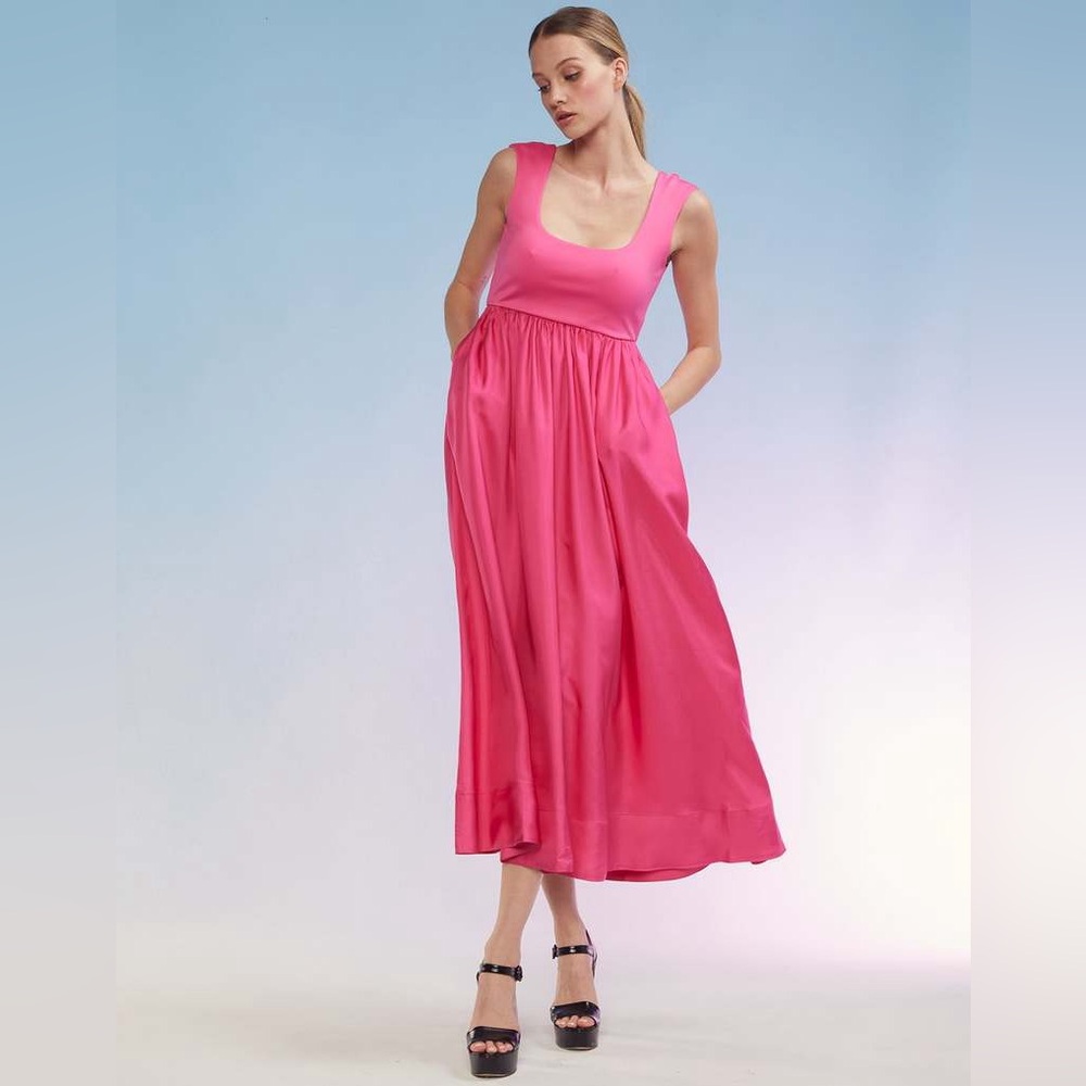 Cynthia Rowley isla hot pink maxi dress NWT